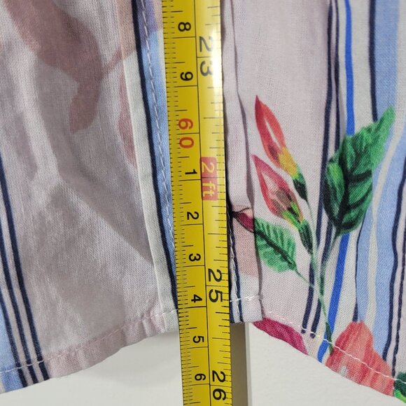 Milano Multicolor Striped & Floral Long Sleeve Button-Down Shirt Lightweight 36 - Picture 9 of 12